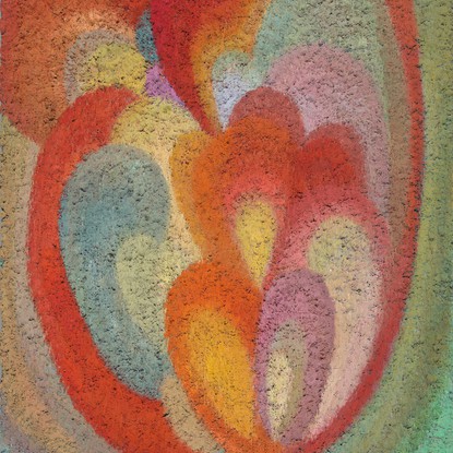 Image: Yvette Coppersmith, 'Abstraction I', 2023, oil on jute, 51 x 41cm. Photo by Silversalt Photography. Copyright the artist.