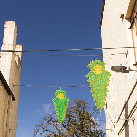 Jason Wing ,Tree Spirits, illuminated Perspex figures, wire cables